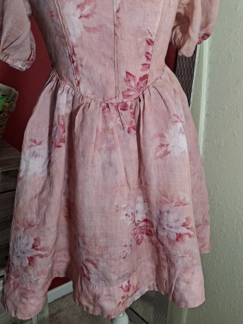 Bardot Blush-Pink Puff Sleeve Square Neck Mini Dress - Picture 4 of 11